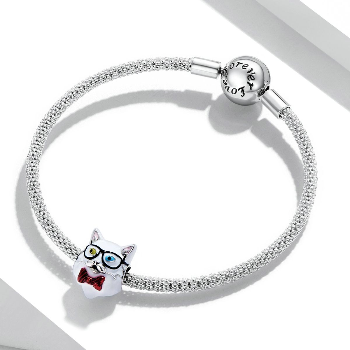 S925 Sterling Silver White Cat Beads