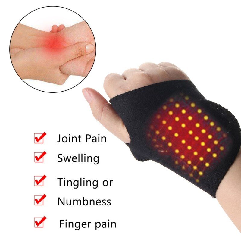 1 Pair Self Heating Wrist Band Magnetic Therapy Brace Wrap