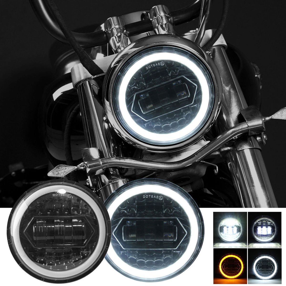 1PCS Motorcycle LED Headlight 5.75in 6000K 20000LM