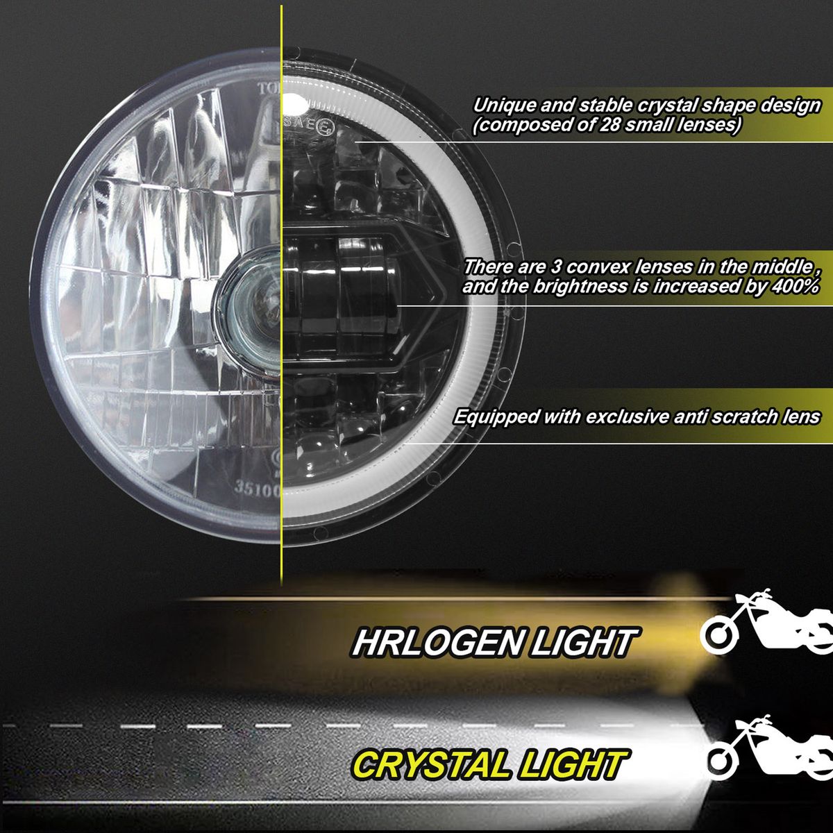 1PCS Motorcycle LED Headlight 5.75in 6000K 20000LM