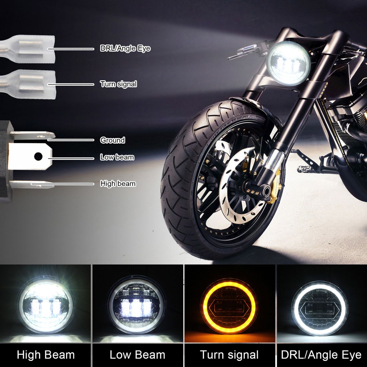 1PCS Motorcycle LED Headlight 5.75in 6000K 20000LM