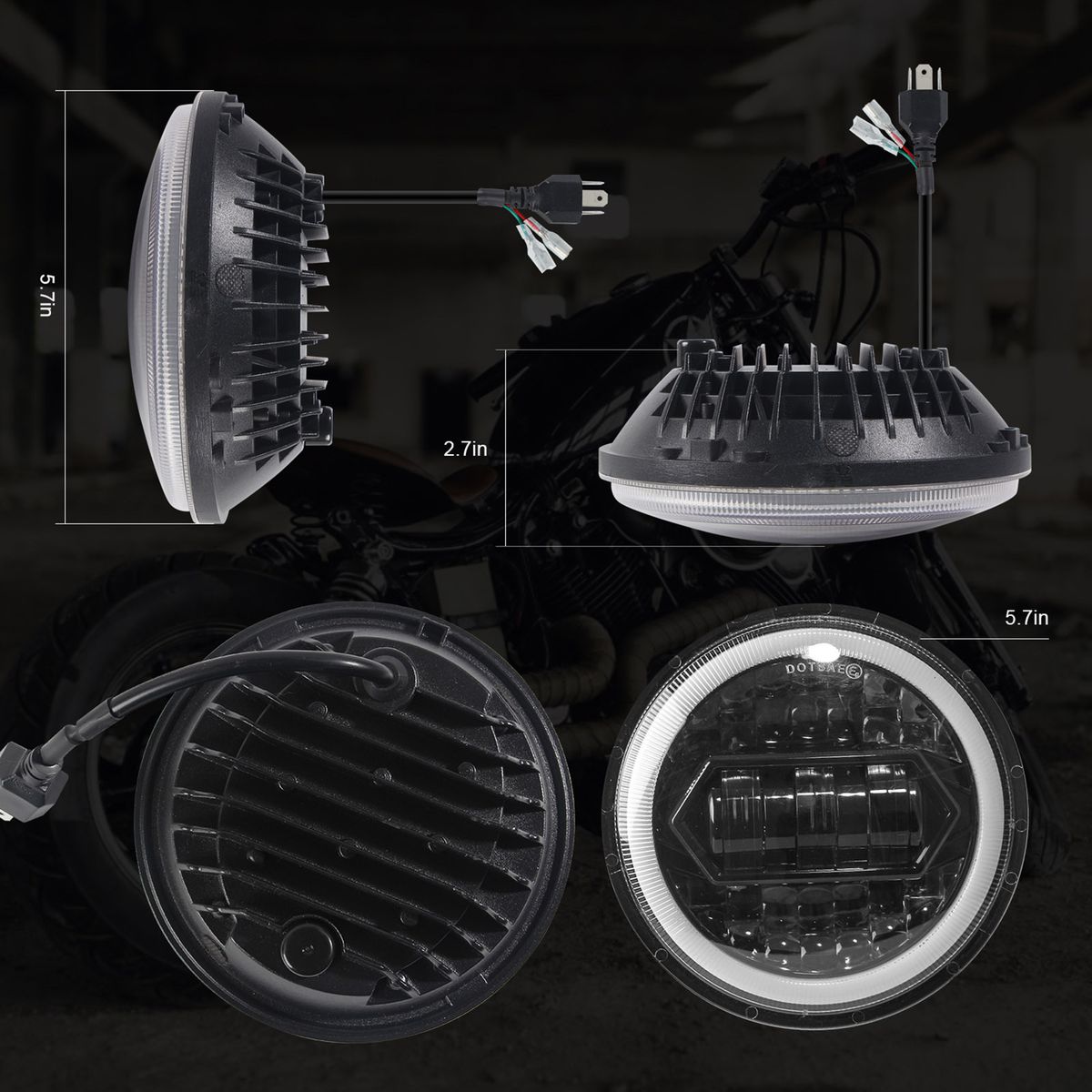 1PCS Motorcycle LED Headlight 5.75in 6000K 20000LM