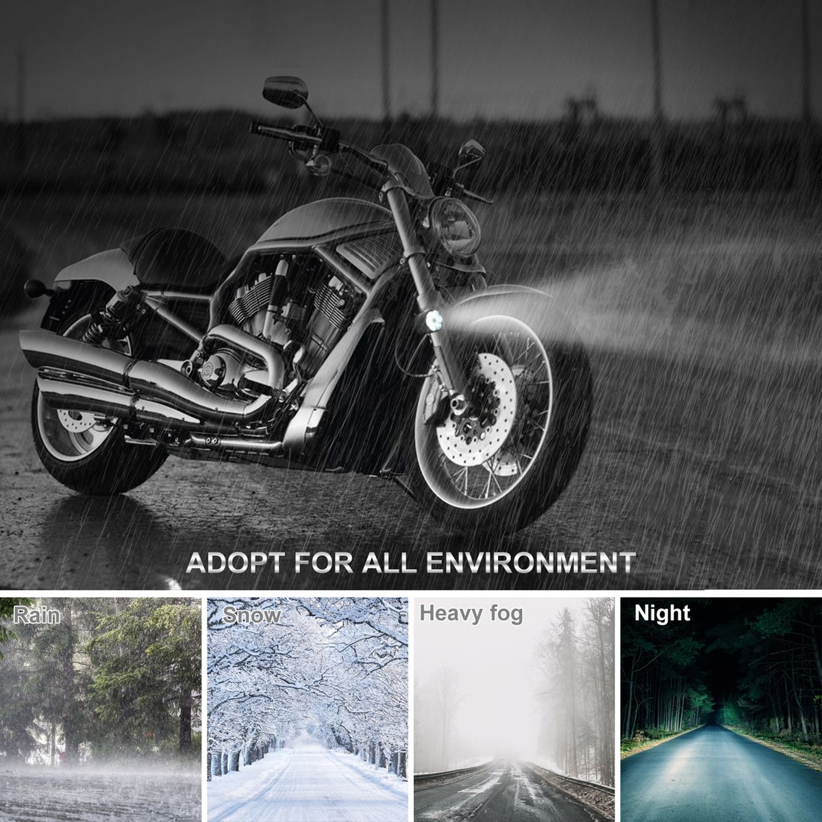 1PCS Super Bright White Motorcycle 60W LED Spotlight