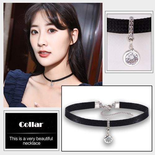 Ladies Necklace Black Neckband Clavicle Chain Women's Personality Choker K