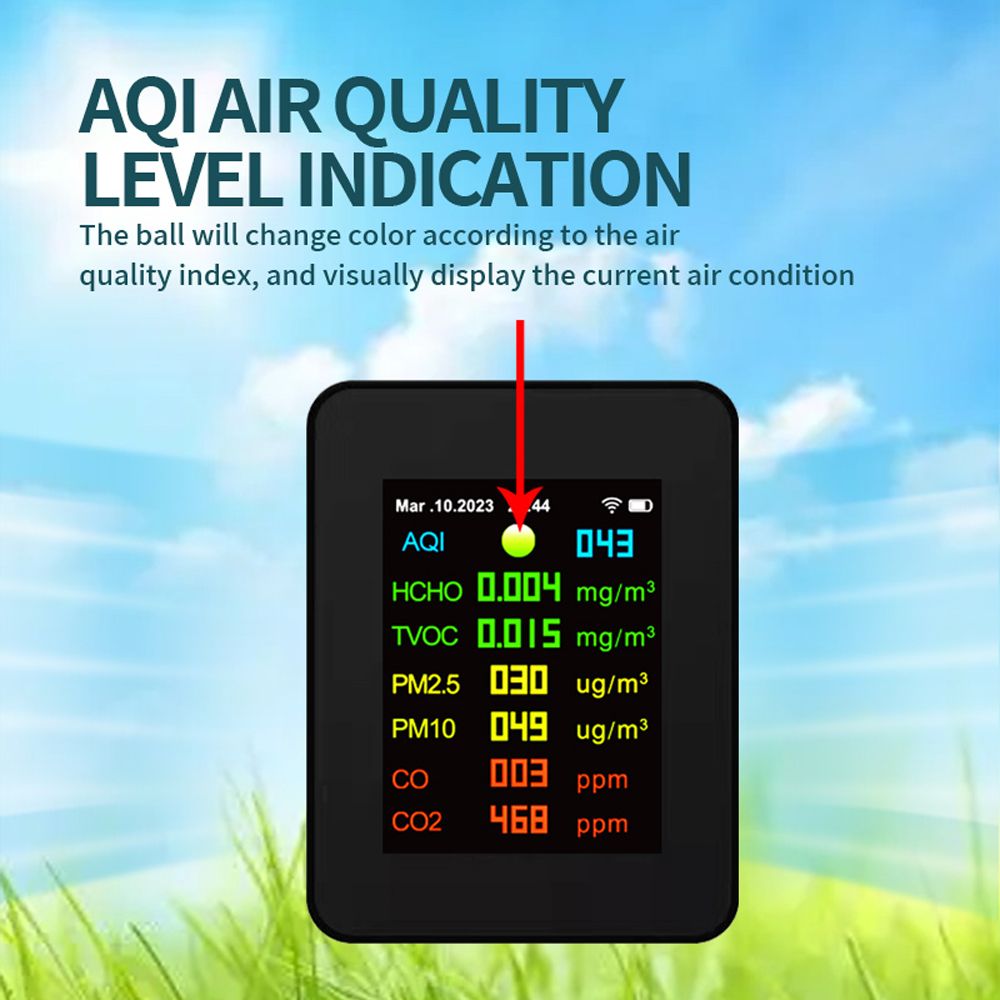 Tuya Wifi Portable Air Quality Meter 7in1 PM2.5 PM10