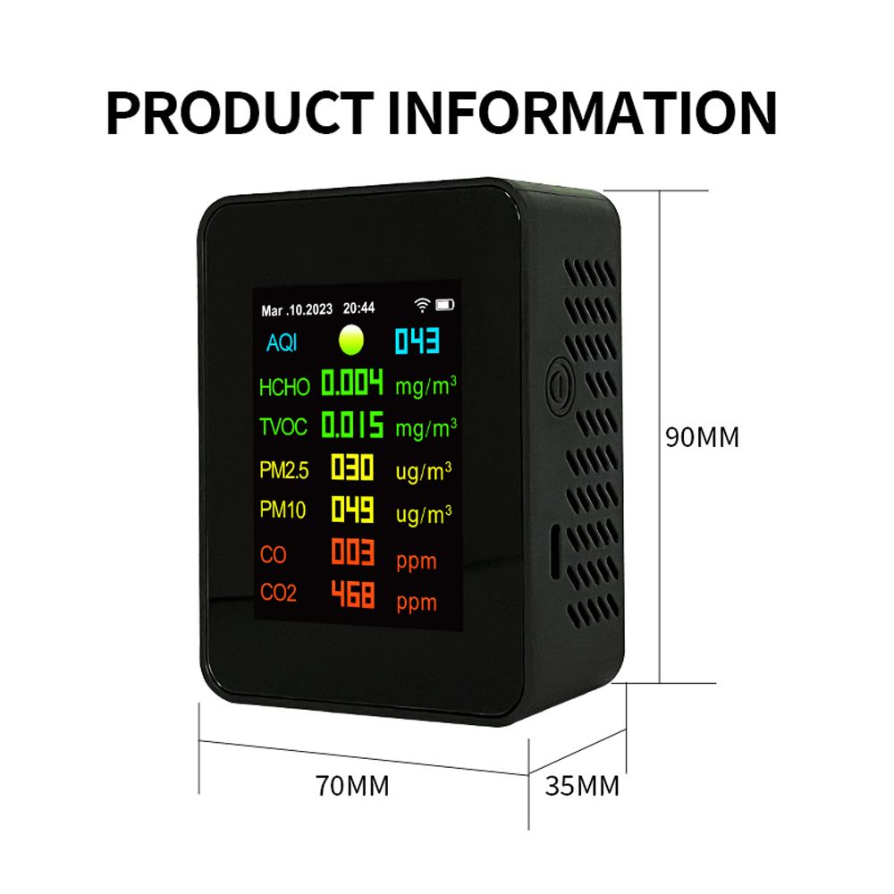 Tuya Wifi Portable Air Quality Meter 7in1 PM2.5 PM10