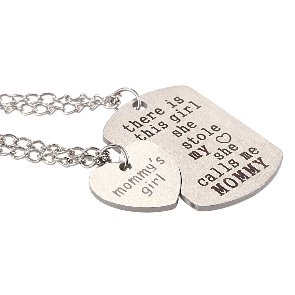 2Pcs Family Love Mother Daughter Little Heart Joint Pendant