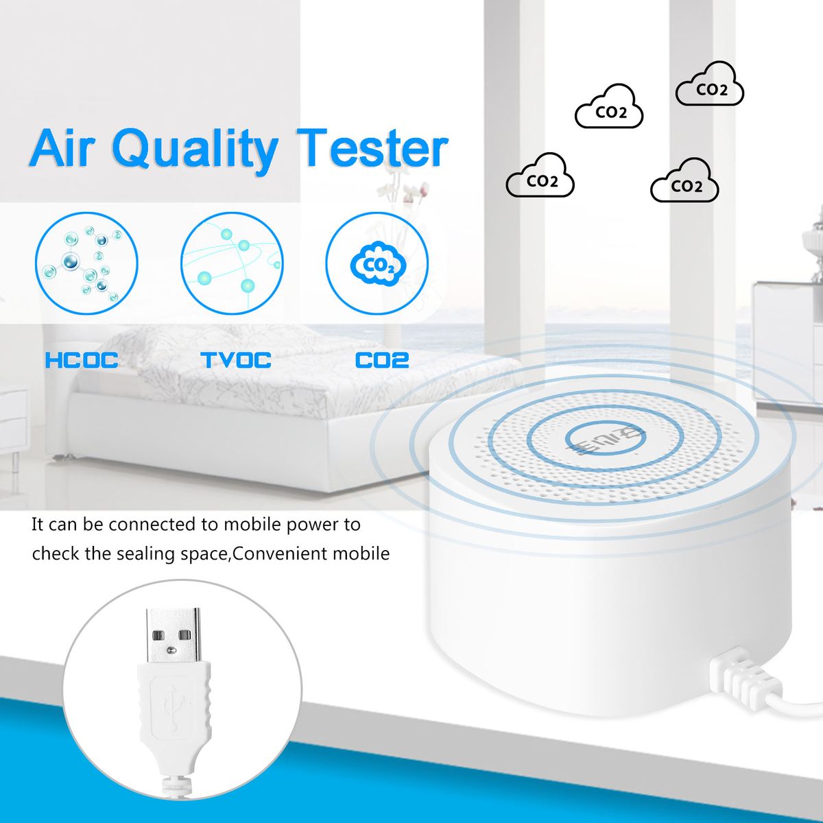Carbon Dioxide CO2 Detector Air Quality Tester Formaldehyde