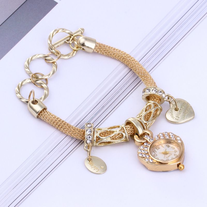 Ladies Quartz Wrist Watch Bracelet - Gold