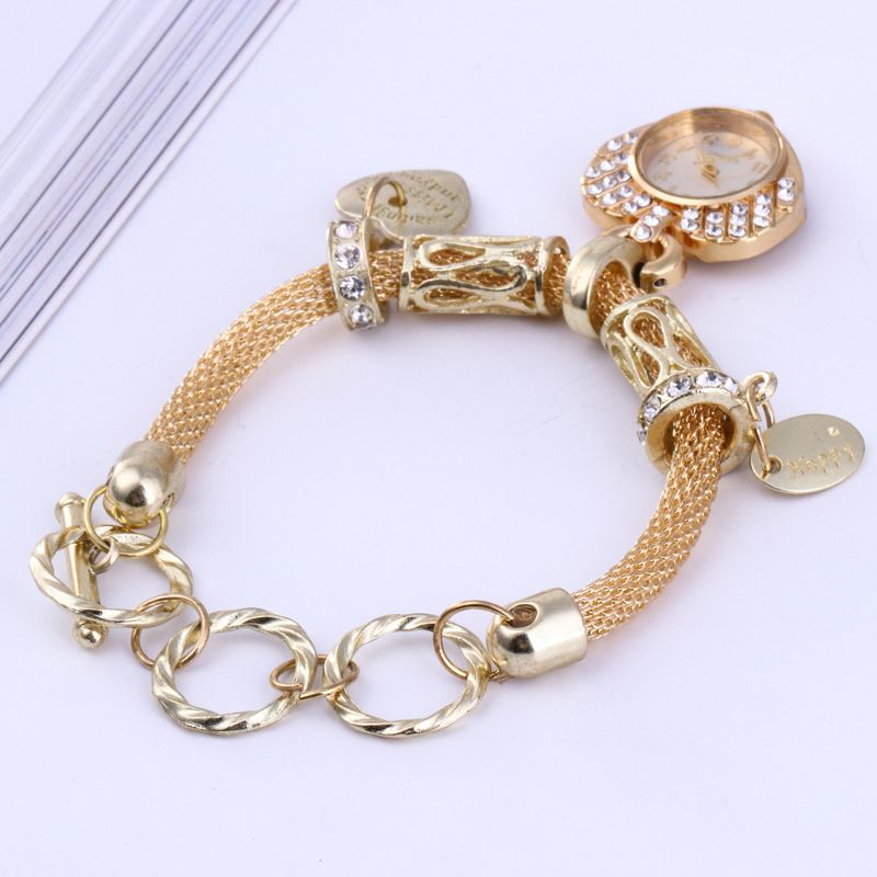 Ladies Quartz Wrist Watch Bracelet - Gold