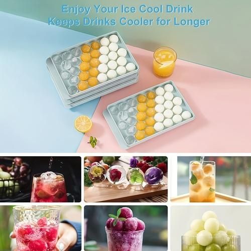 Round Ice Cube Tray with Lid & Bin Ice Ball Maker Mold for Freezer with Container Mini Circle Ice Cube Tray Making 66PCS Sphere