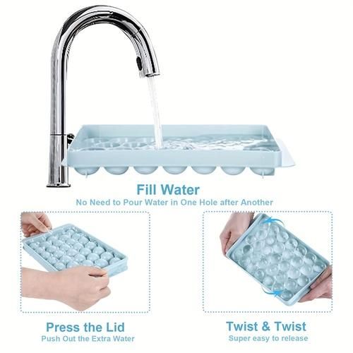 Round Ice Cube Tray with Lid & Bin Ice Ball Maker Mold for Freezer with Container Mini Circle Ice Cube Tray Making 66PCS Sphere