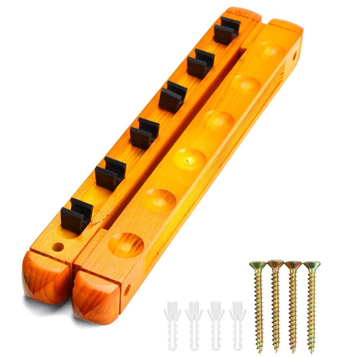 Billiard Pool Wall Mount Hanging 6 Sticks Wood Rack Holder For Snooker New