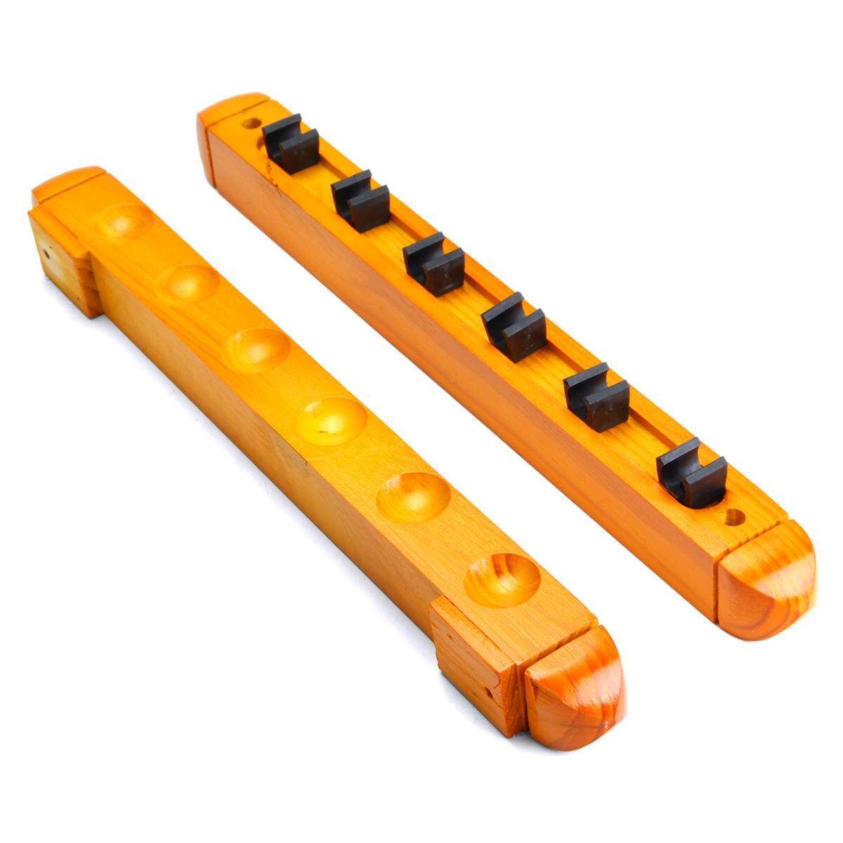 Billiard Pool Wall Mount Hanging 6 Sticks Wood Rack Holder For Snooker New