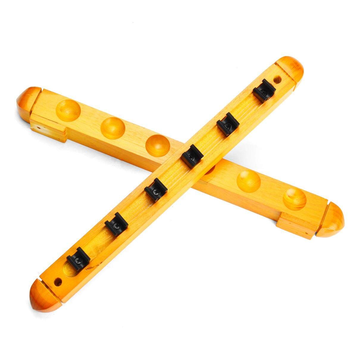Billiard Pool Wall Mount Hanging 6 Sticks Wood Rack Holder For Snooker New