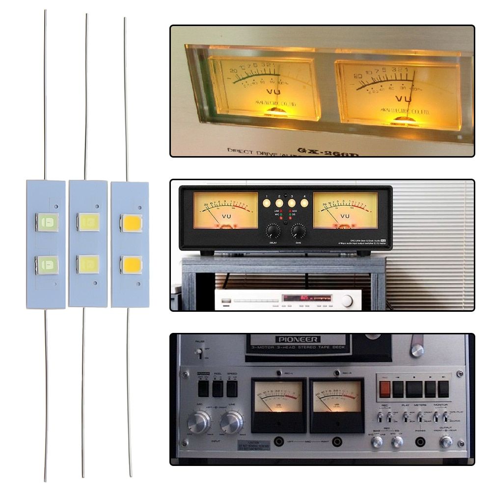 10x8V Led Axial VU Meter Lamp For ONKYO AKAI Cassette Player Pioneer Reel To Reel Tape Recorders