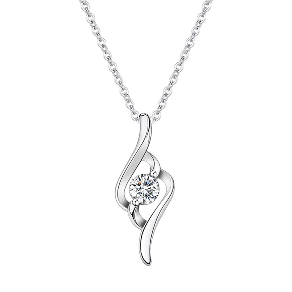 Simple Fashion Clavicle Chain Necklace Water-dropped Pendant Embedded Rhinestone Birthday Gift