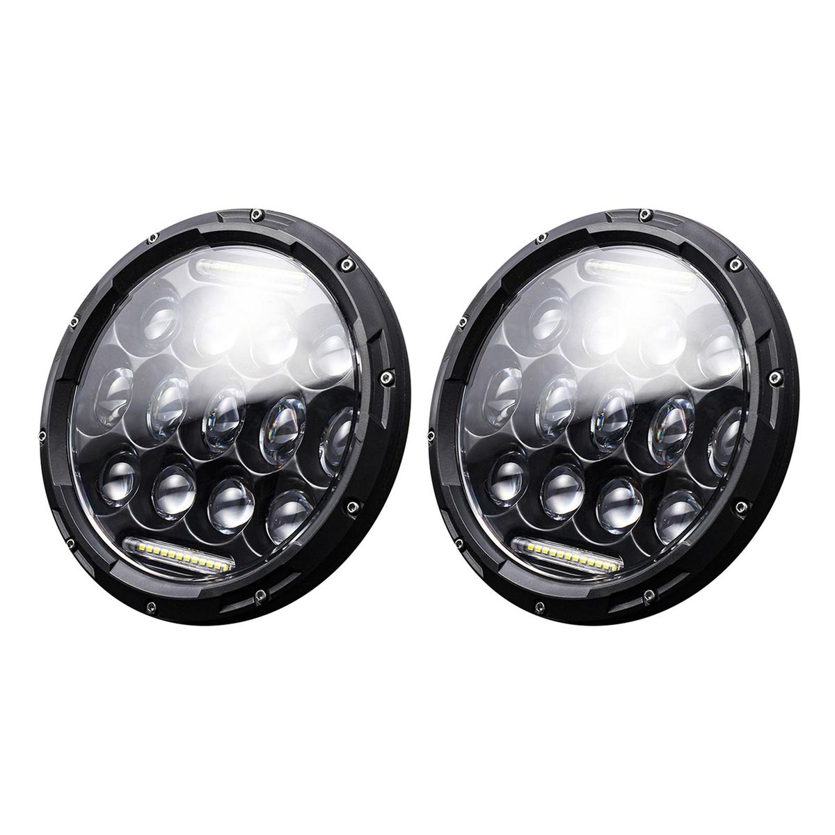 2Pcs 7 inch Car Motorcycle LED Headlight 200W 6000K IP67 Waterproof DRL/Low Beam/High Beam Headlamp