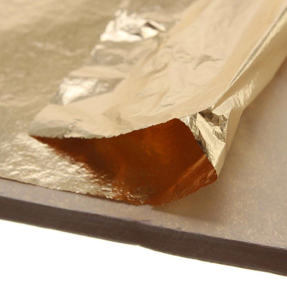 5pcs 1000 Gold Foil Gold Leaf Sheet Copper Leaf Sheet Transfer Leaf Sheet 16x16cm