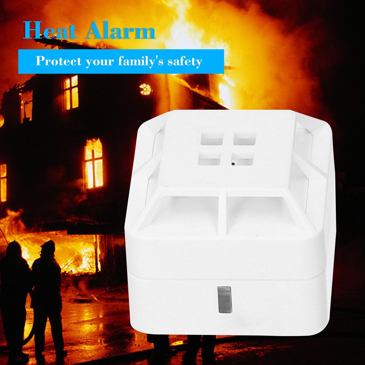 Heat Alarm Fixed Temperature Heat Detector 5 Year Battery Powered 85dB Alarm Sound for Home Kitchen Garage