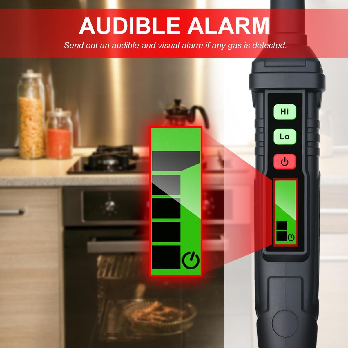 HABOTEST Portable Gas Leak Detector Alarm Combustible Gas Detector with Audible and Visual Alarm for All Types of Flammable Gases Propane Methane Natural Gas