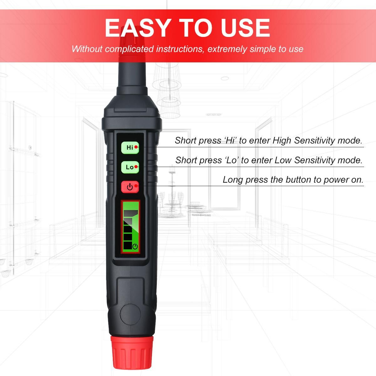 HABOTEST Portable Gas Leak Detector Alarm Combustible Gas Detector with Audible and Visual Alarm for All Types of Flammable Gases Propane Methane Natural Gas
