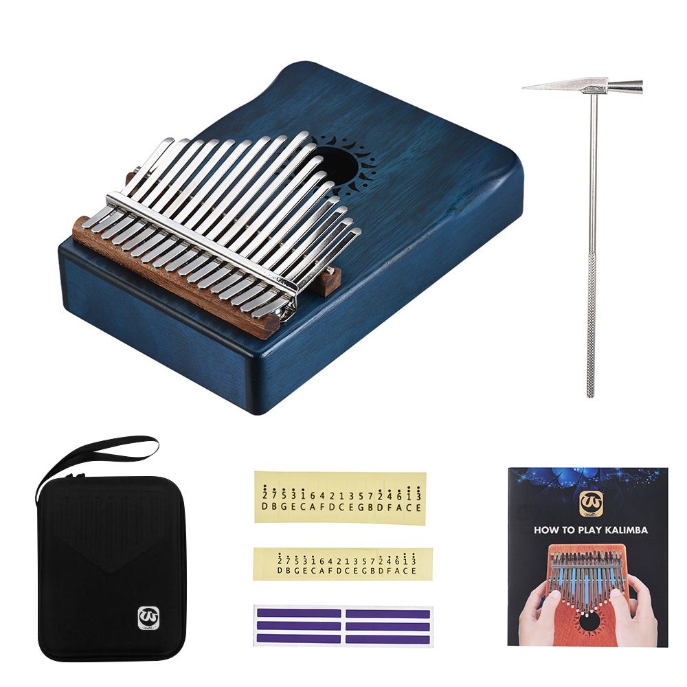 17-Key Portable Kalimba Mbira Thumb Piano Mahogany Solid