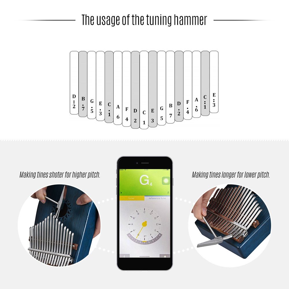 17-Key Portable Kalimba Mbira Thumb Piano Mahogany Solid