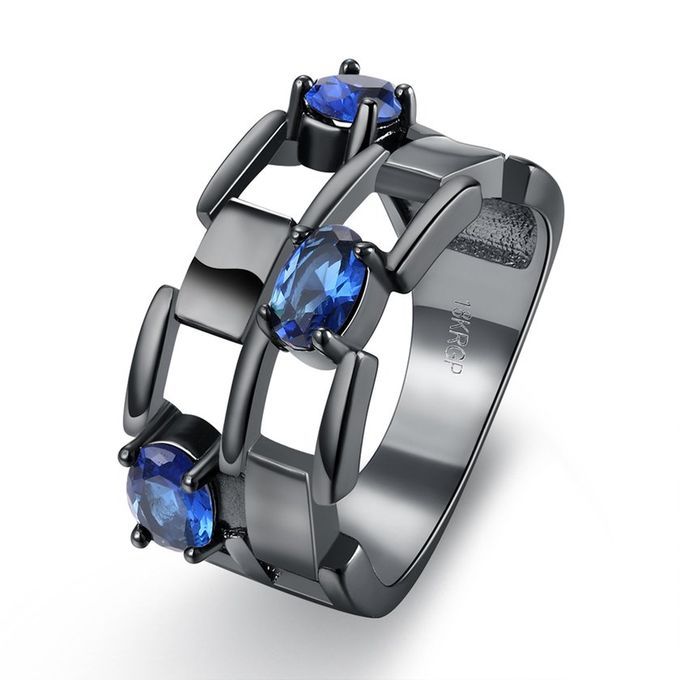 LKN18KRGPR1020 Women Dan Ing Parties Ring Wedding Bands For Anniversary-bla K & Blue-LKN18KRGPR1020- -7 7
