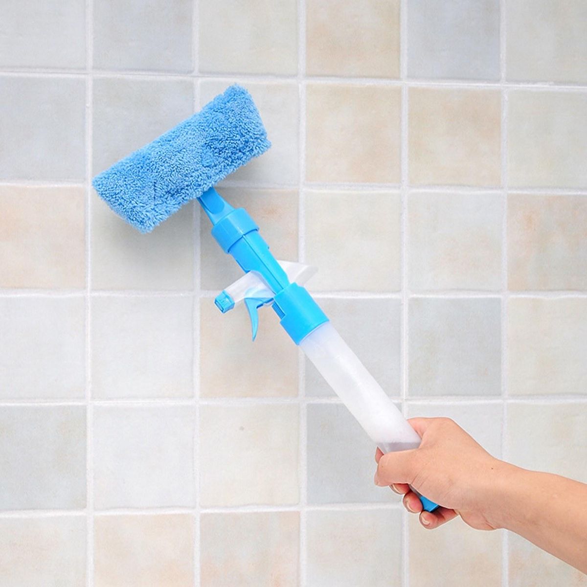 Window Squeegee Multi-Purpose Window Scrubber Double Sided Shower Squeegee with Water Spray Function for Shower Doors Bathroom Window and Car Windshield Glass