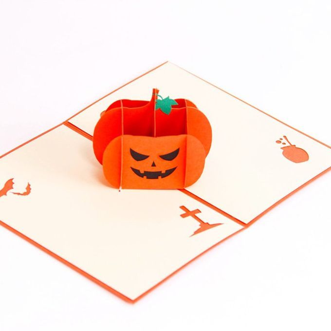 3D Angry Pumpkin   Up  Ard Birthday  Ard Greeting  Ard DIY Paper Raft  Ard-orange-Angry Pumpkin