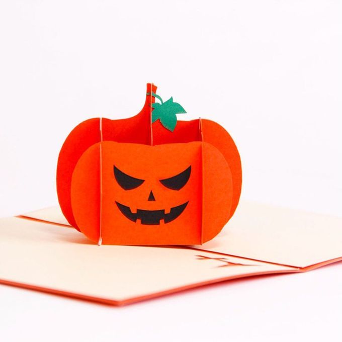 3D Angry Pumpkin   Up  Ard Birthday  Ard Greeting  Ard DIY Paper Raft  Ard-orange-Angry Pumpkin