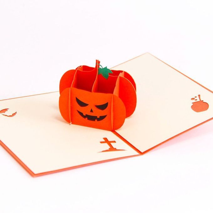 3D Angry Pumpkin   Up  Ard Birthday  Ard Greeting  Ard DIY Paper Raft  Ard-orange-Angry Pumpkin