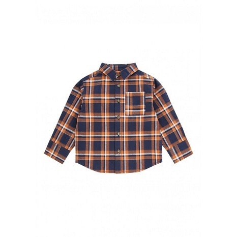 Younger Boys Blue And Orange Check Shirt
