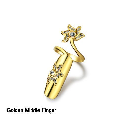 Creative Opening Nail Ring Women's All-match Diamond Nail Set Jewelry Gold
