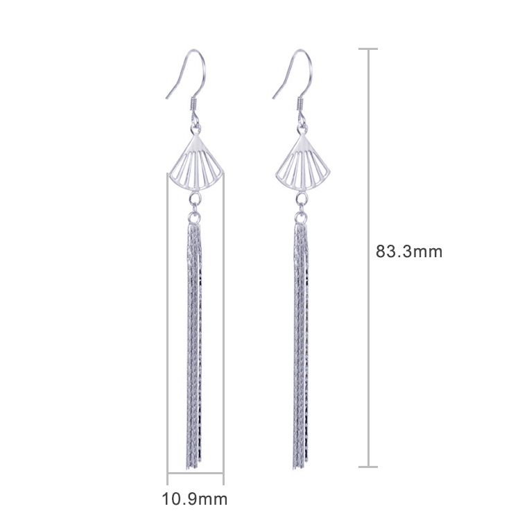 S925 Sterling Silver Ear Hook Long Scallop Tassel Earring