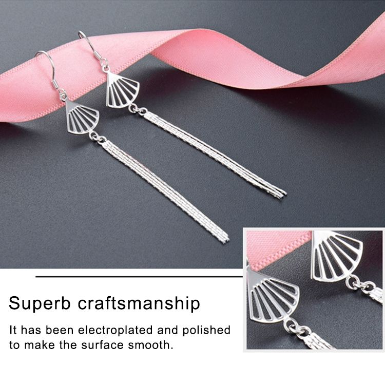 S925 Sterling Silver Ear Hook Long Scallop Tassel Earring