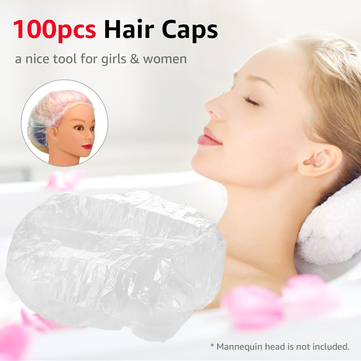 100pcs Hair Caps Waterproof   Dustproof Elastic Bathing