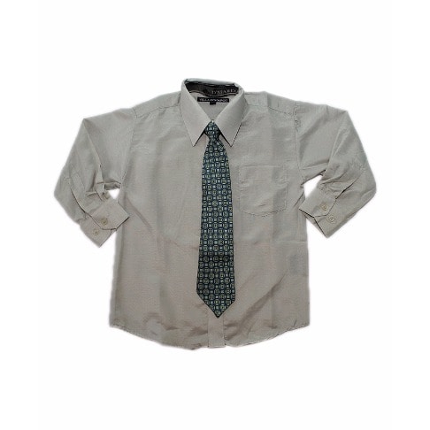 Boys Packed Shirt With Tie- Army Green