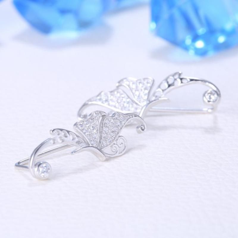 Butterfly earrings s925 sterling silver earrings with ethnic style hollowed out platinum plated diamond earring hooks