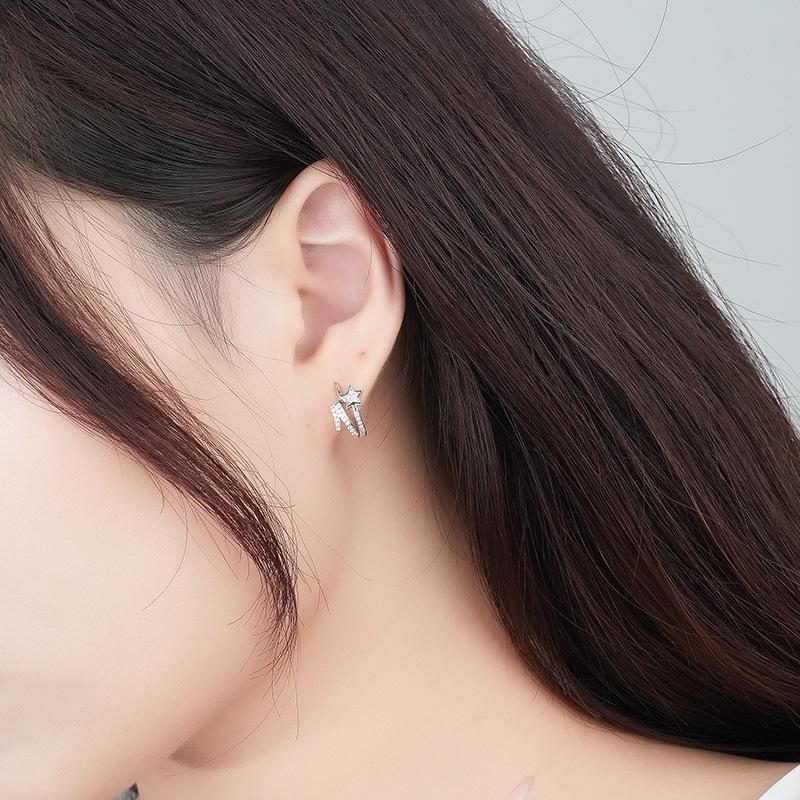 Brilliant Meteor Earrings for Women's 925 Pure Silver Earrings with Micro Set Zircon Earrings for Versatile Use