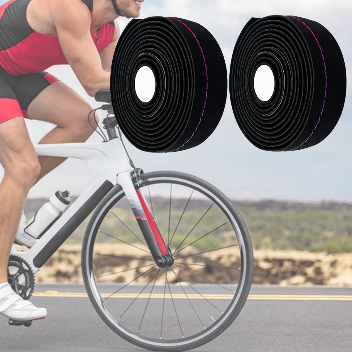 2Pcs Handlebar Strap Lightweight Handle Bar Wrap Tape Multicolor