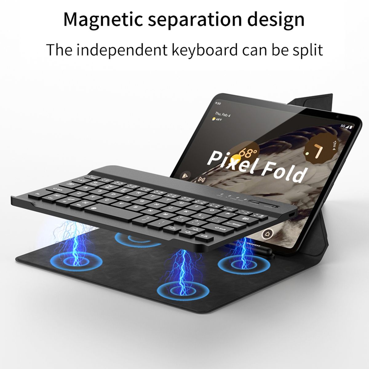 Keyboard Leather Case For Google Pixel Fold