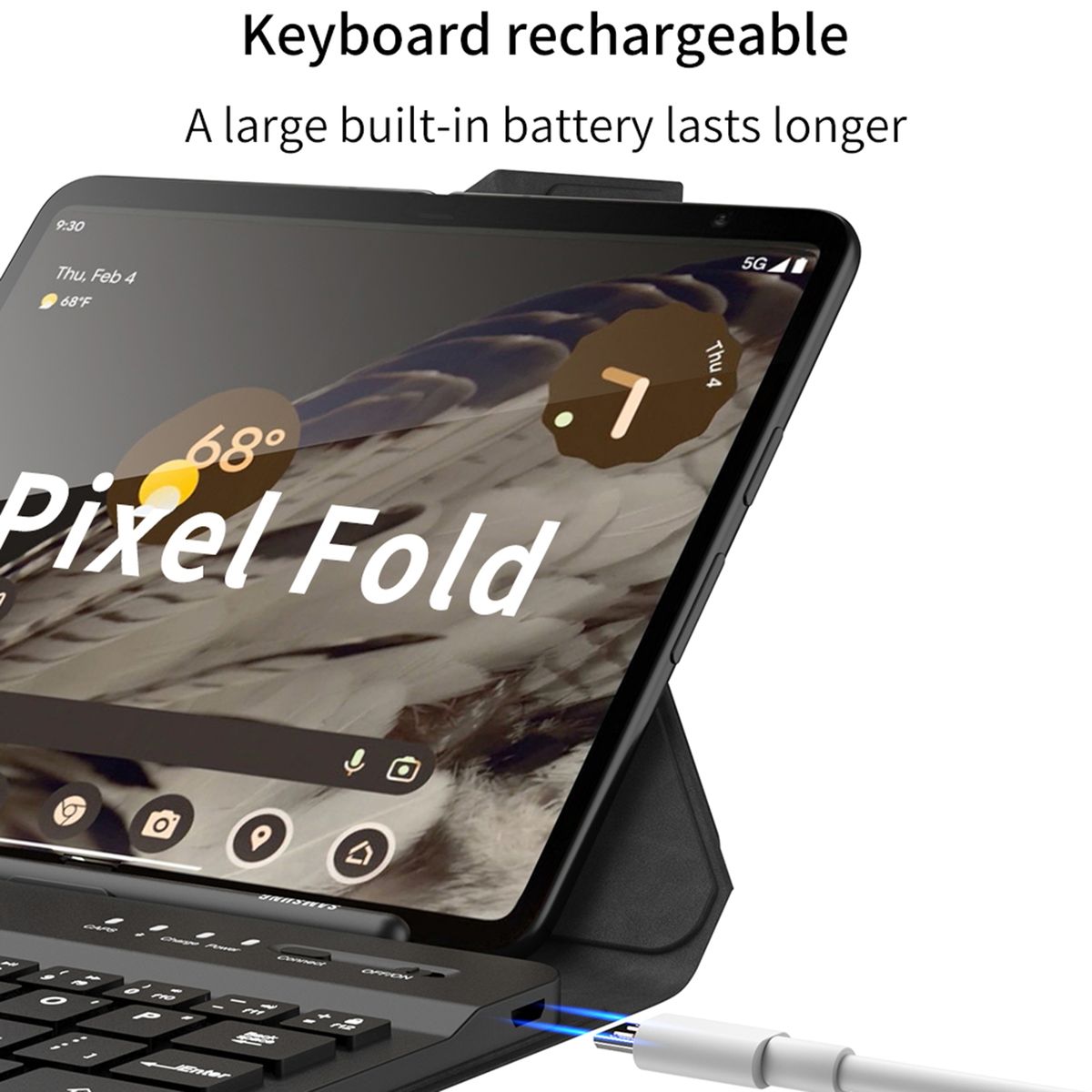 Keyboard Leather Case For Google Pixel Fold