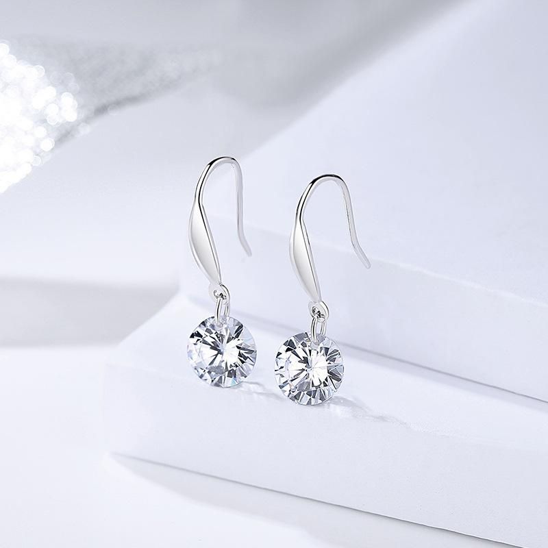 Sterling Silver Accessories 925 Silver Small Fragrant Style Single Diamond Earrings Ornament Earhook