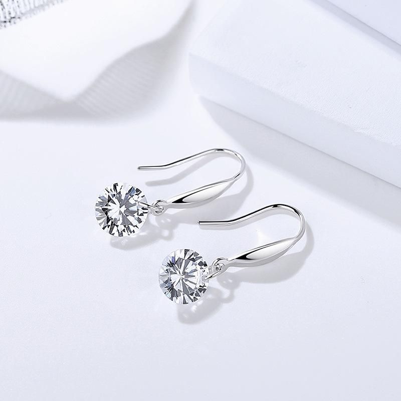 Sterling Silver Accessories 925 Silver Small Fragrant Style Single Diamond Earrings Ornament Earhook