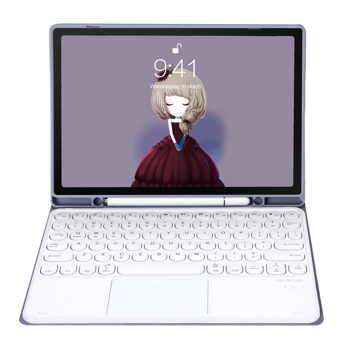 Bluetooth Keyboard Leather Case For Samsung Galaxy Tab S6 Lite 10.4 Inch SM-P610 / SM-P615(Purple)
