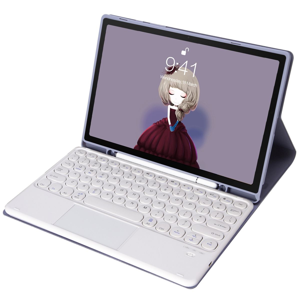 Bluetooth Keyboard Leather Case For Samsung Galaxy Tab S6 Lite 10.4 Inch SM-P610 / SM-P615(Purple)