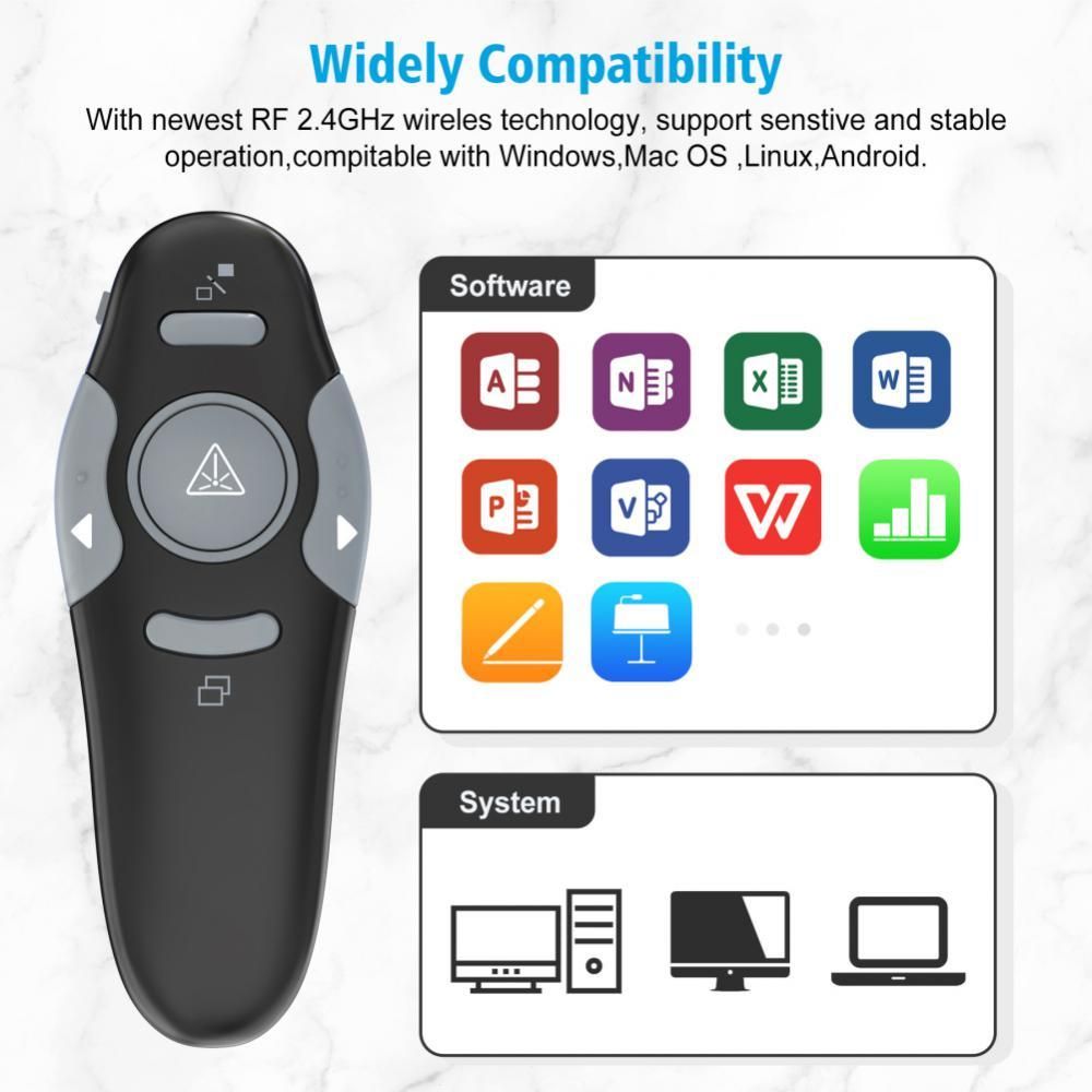 Usb Powerpoint Remote Clicker 2.4ghz Rf Presenter Pen Projection Remote Control Page Turning Control Flip Ppt Wireless Teaching
