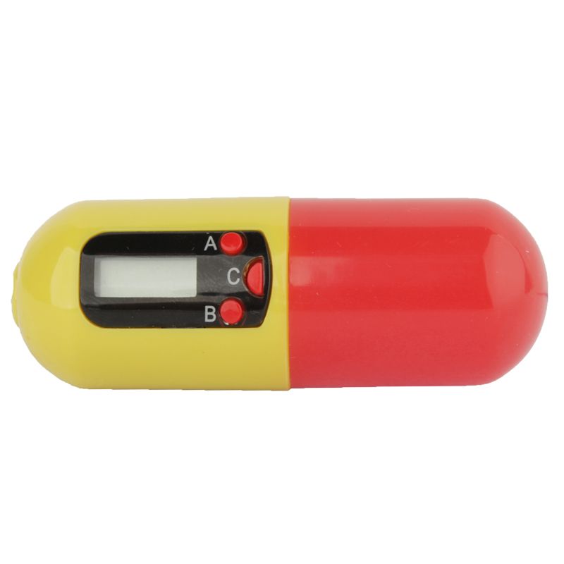 Portable Timer Pill Medicine Reminder Drug Box Keychain(Red)